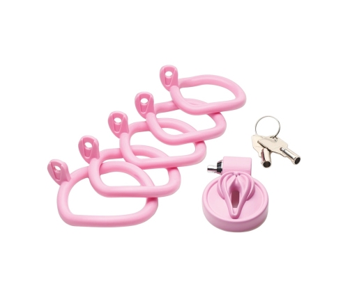 Pussification Pink Compact Chastity System with Adjustable Rings
