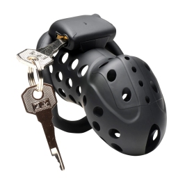 XR Brands Lock Down Black Chastity Cage Adjustable Fit System