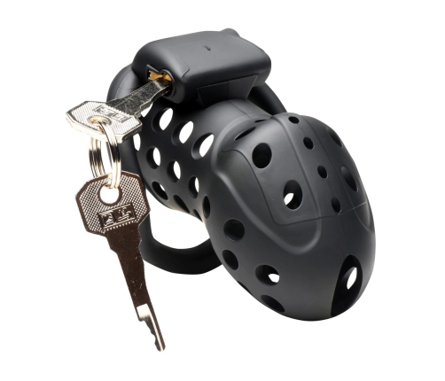 XR Brands Lock Down Black Chastity Cage Adjustable Fit System