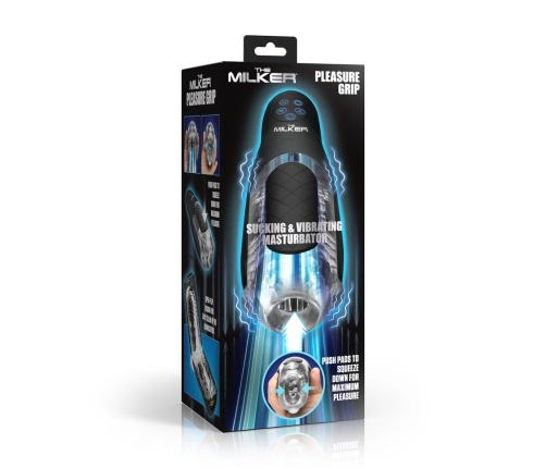 XR Brands Milker Grip Intimate Machine Suction & Vibration Transparent/Black