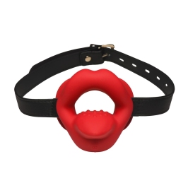 XR Brands Sissy Vibrating Oral Gag Red - Adjustable Silicone System XR Brands Sissy Vibrating Oral Gag Red - Adjustable Silicone System