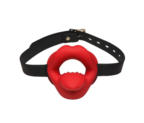 XR Brands Sissy Vibrating Oral Gag Red - Adjustable Silicone System
