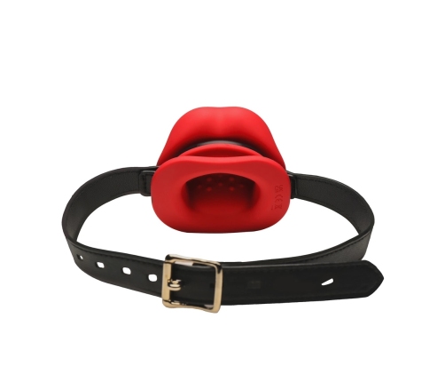 XR Brands Sissy Vibrating Oral Gag Red - Adjustable Silicone System