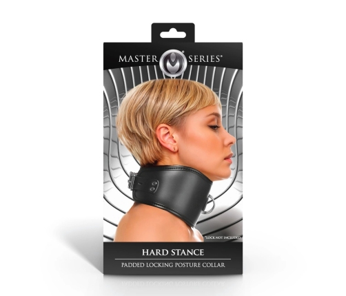 XR Brands Hard Stance Padded Lockable Posture Collar Black Adjustable