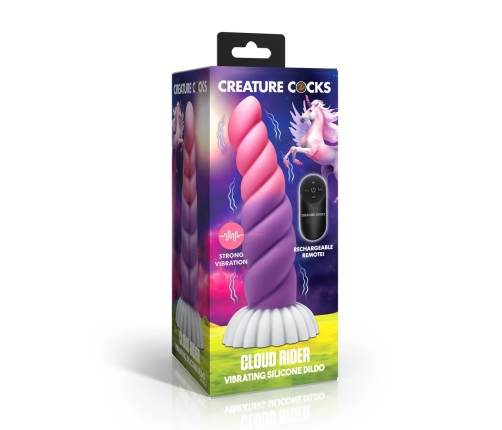 Cloud Rider Unicorn Vibrating Silicone Model Purple/Pink 16cm IPX7