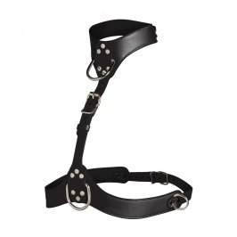 Vixen Chest Harness Vegan Leather Black Adjustable Collar Design
