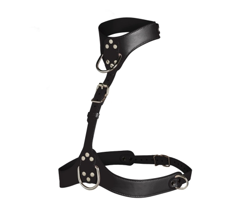 Vixen Chest Harness Vegan Leather Black Adjustable Collar Design
