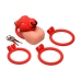 Bull Red Secure Chastity System Adjustable Plastic Cage