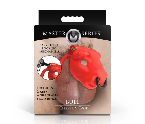 Bull Red Secure Chastity System Adjustable Plastic Cage