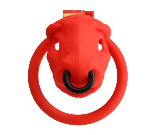Bull Red Secure Chastity System Adjustable Plastic Cage