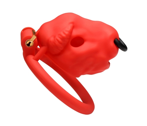 Bull Red Secure Chastity System Adjustable Plastic Cage