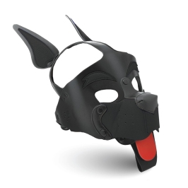 Alpha Dog Black Pup Hood - Adjustable Vegan Leather Canine Mask Alpha Dog Black Pup Hood - Adjustable Vegan Leather Canine Mask