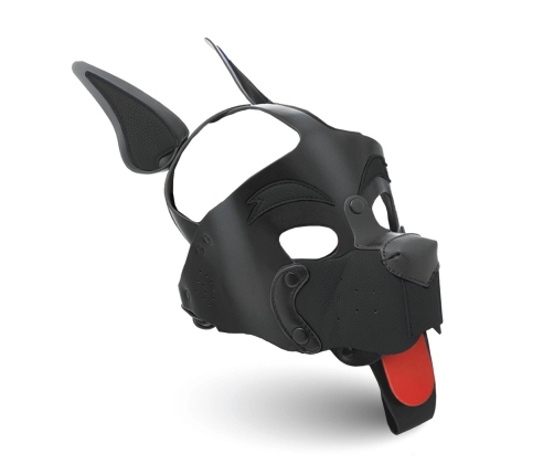 Alpha Dog Black Pup Hood - Adjustable Vegan Leather Canine Mask