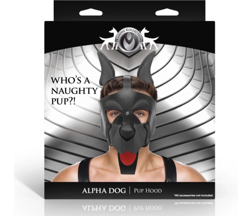 Alpha Dog Black Pup Hood - Adjustable Vegan Leather Canine Mask