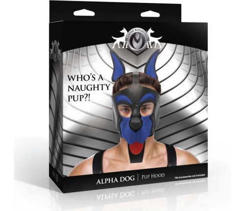 Alpha Dog Blue Adjustable Pup Hood Vegan Leather Unisex Headgear