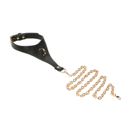 Captivate Adjustable Vegan Leather Body Collar with Gold Chain Black/Gold Captivate Adjustable Vegan Leather Body Collar with Gold Chain Black/Gold