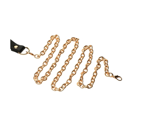 Captivate Adjustable Vegan Leather Body Collar with Gold Chain Black/Gold