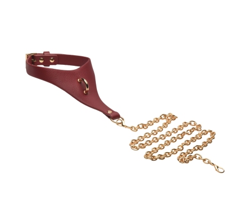 Blush Captivate Adjustable Vegan Leather Collar with Gold Chain Red/Gold