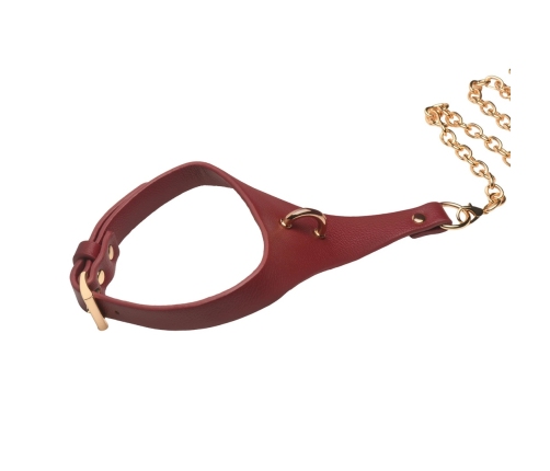 Blush Captivate Adjustable Vegan Leather Collar with Gold Chain Red/Gold
