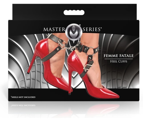 Femme Fatale Heel Cuffs Black/Red - Adjustable Vegan Leather Ankle Straps