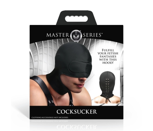 XR Brands Cocksucker Hood with Open Mouth Black - Adjustable Fit