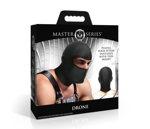 XR Brands Drone Black Hood with Open Eye Design - Adjustable Fit