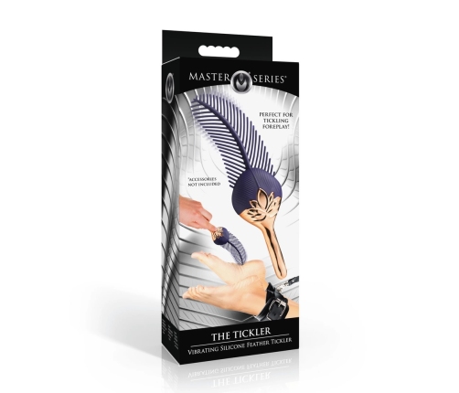 The Tickler Vibrating Silicone Feather - Purple/Gold, 7 Vibration Modes