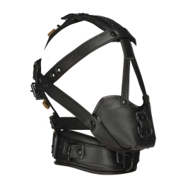 Master Series Leather Head Gear with Adjustable Muzzle - Black, Universal Fit Master Series Leather Head Gear with Adjustable Muzzle - Black, Universal Fit