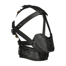 Strict Leather Adjustable Vegan Head Harness with Muzzle - Black, Lockable Strict Leather Adjustable Vegan Head Harness with Muzzle - Black, Lockable