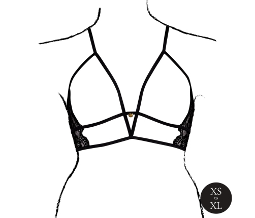 Avanua Open Cup Lace Triangle Bra Black Adjustable One Size