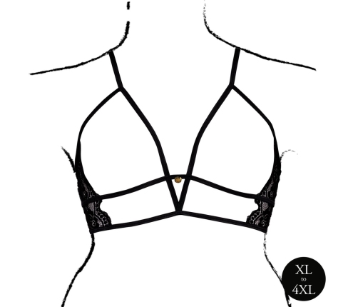 Rene Rofe Open Cup Triangle Bra Lace Adjustable Plus Size Black XL-4XL
