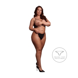 Rene Rofe Open Cup Triangle Bra Lace Adjustable Plus Size Black XL-4XL