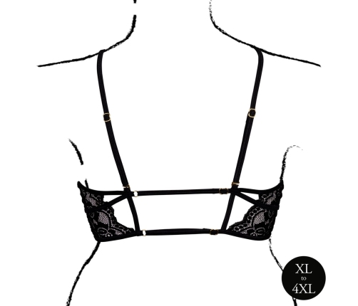 Rene Rofe Open Cup Triangle Bra Lace Adjustable Plus Size Black XL-4XL