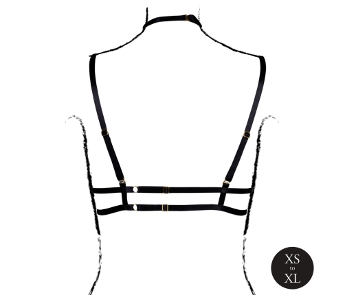 Shots Open Cup Triangle Bra Black - Adjustable Neck Strap, One Size