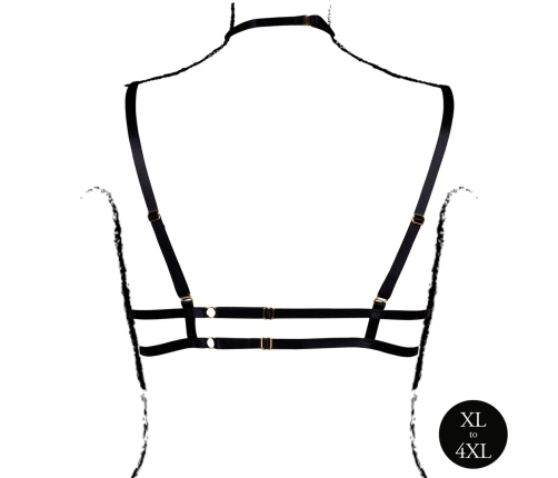 Svenjoyment Plus Size Open Cup Triangle Bra with Neck Strap, Black XL-4XL