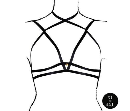 Svenjoyment Plus Size Open Cup Triangle Bra with Neck Strap, Black XL-4XL