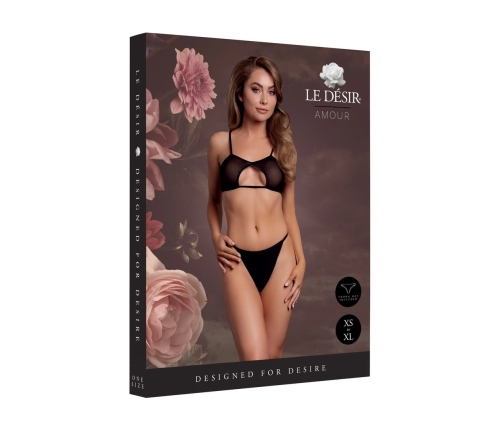 Obsessive Keyhole Mesh Bra Black - Double Straps, Adjustable, One Size