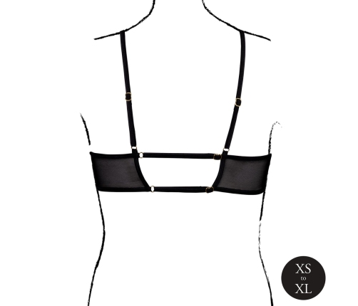 Obsessive Keyhole Mesh Bra Black - Double Straps, Adjustable, One Size