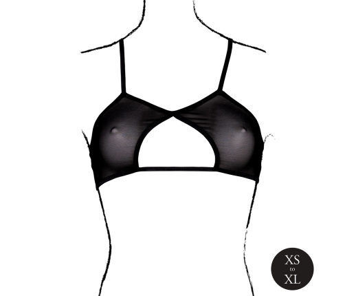 Obsessive Keyhole Mesh Bra Black - Double Straps, Adjustable, One Size