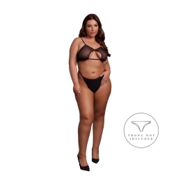 Obsessive Keyhole Mesh Bra Plus Size Black Double Back Adjustable XL-4XL