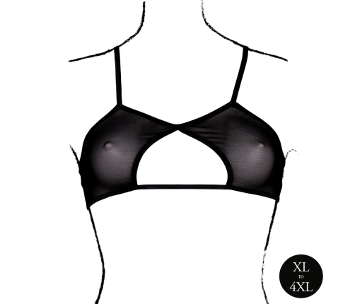 Obsessive Keyhole Mesh Bra Plus Size Black Double Back Adjustable XL-4XL