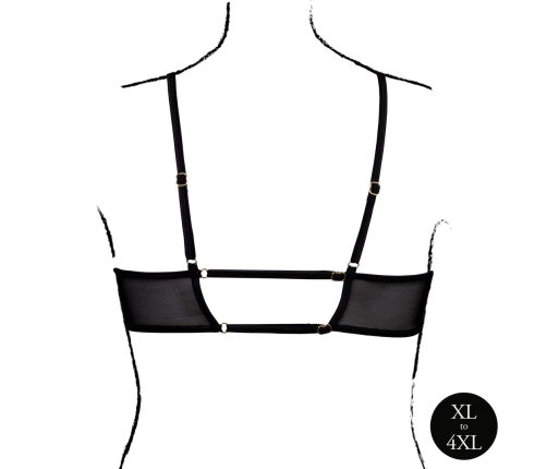 Obsessive Keyhole Mesh Bra Plus Size Black Double Back Adjustable XL-4XL