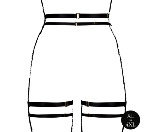 Shots Plus Size Black Double Strap Garter Belt with Adjustable Sliders