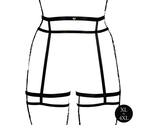 Shots Plus Size Black Double Strap Garter Belt with Adjustable Sliders