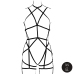 Shots Strappy Open Cup Body Harness with Garters Black One Size