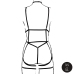 Shots Strappy Open Cup Body Harness with Garters Black One Size
