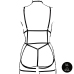Rimba Plus Size Black Strappy Open Cup Body Harness with Garters XL-4XL