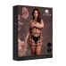 Rimba Plus Size Black Strappy Open Cup Body Harness with Garters XL-4XL