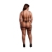 Rimba Plus Size Black Strappy Open Cup Body Harness with Garters XL-4XL