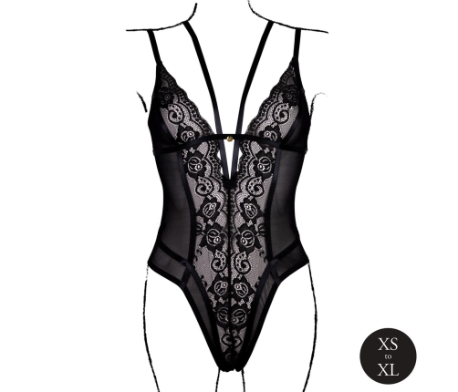 Obsessive Black Lace Bodysuit - Wireless, Adjustable, One Size Obsessive Black Lace Bodysuit - Wireless, Adjustable, One Size